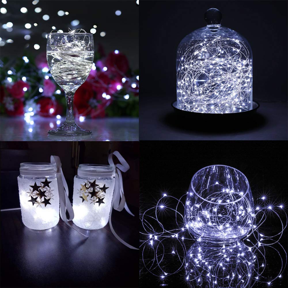 BXROIU Fairy Lights CR2032 Battery Operated,6.6Ft/2Meter 20 LEDs Micro Silver Wire String Lights for Bedroom Christmas Party Wedding Decoration (Multi-Colour, 6 Pack)