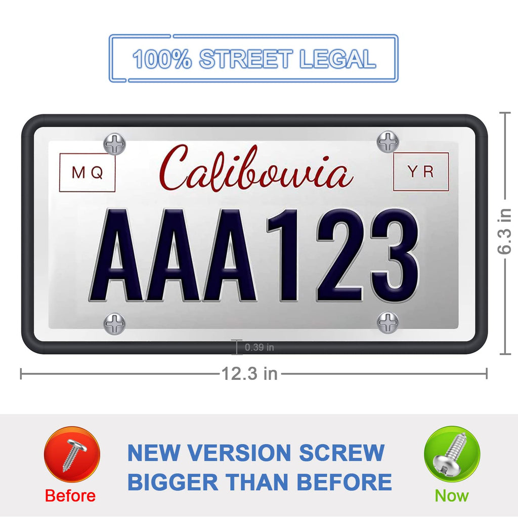 QiqaMole 2 Pack License Plate Frame Include 1 Silicone License Plate Frame and 1 Crystal License Plate Cover with Rhinestone Crystal Diamond Screw Set Car Bling License Plate Frame (Black + AB Color)