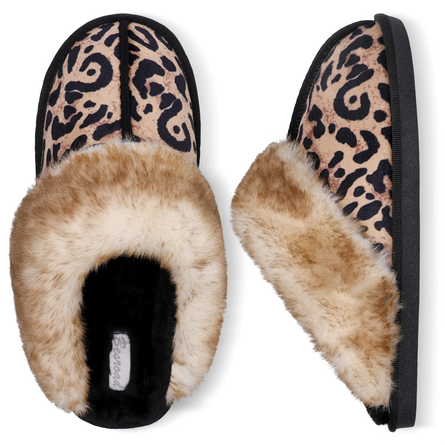 Besroad Winter Fuzzy House Slippers Sandals Plush Faux Fur Fluffy Flats Slippers Warm Slide Shoes for Women