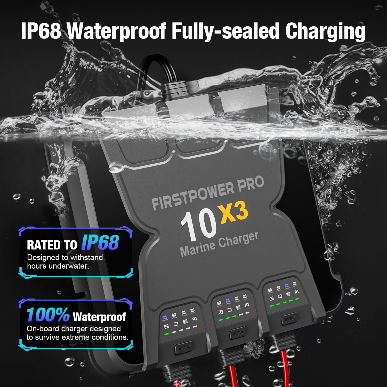 Marine Battery Charger 5X1: 1-Bank, 5A Onboard Battery Charger - 5A Per Bank, 12V Waterproof Boat Batter Charger for SLA/AGM, Lithium, Calcium - Charged 24/7