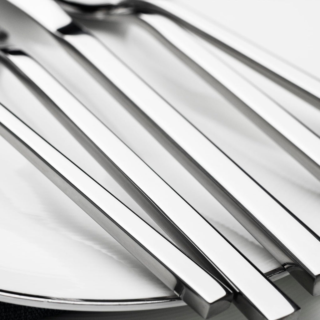 Alata Cube Black 20-Piece Forged Silverware Set Stainless Steel Flatware Set,Service for 4,Matte Satin Polished Cutlery Set,Dishwasher Safe