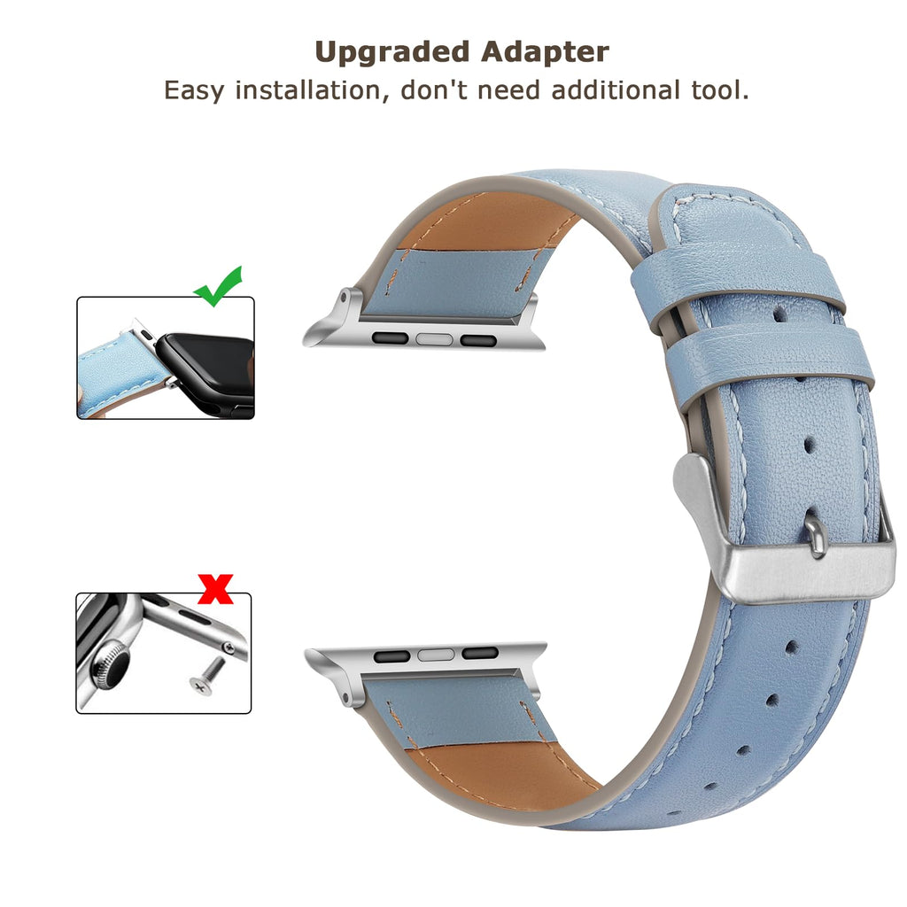 Tasikar Bands Compatible with Apple Watch Band 42mm (Series11/10) 41mm 40mm 38mm Men Genuine Leather Replacement Bands Compatible with Apple Watch SE Series 11 10 9 8 7 6 5 4 3, Black