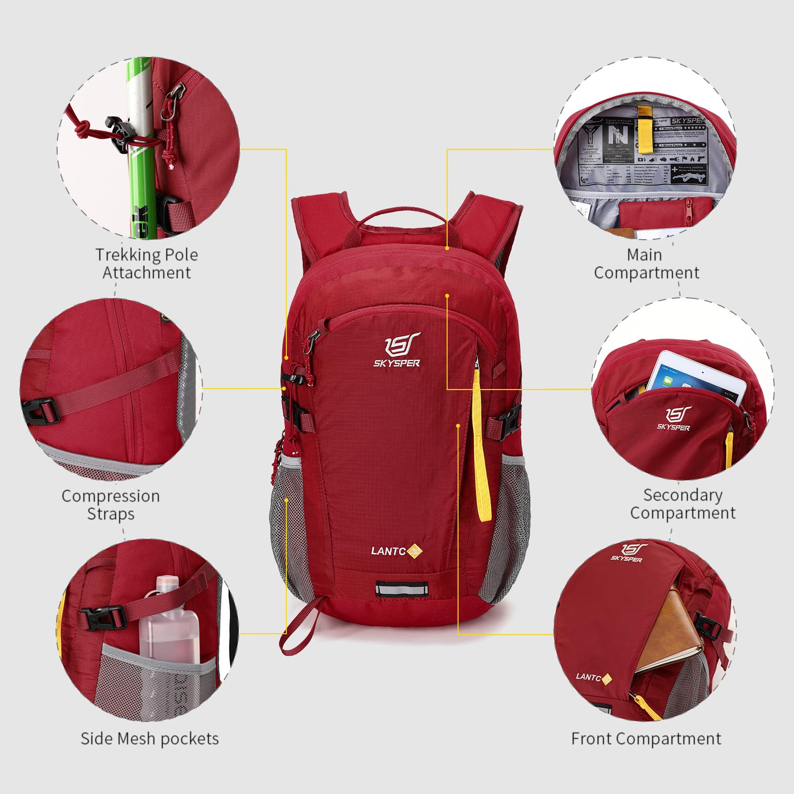 SKYSPER Small Hiking Backpack, 20L Lightweight Travel Backpacks Hiking Daypack for Women Men