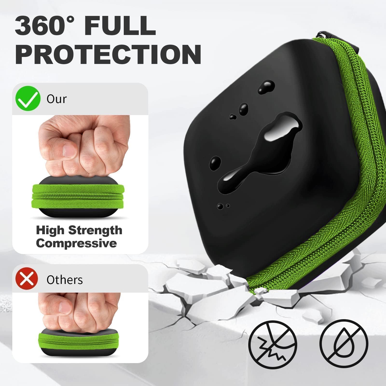 2Pack Oval Earbud Case Portable EVA Carrying Case Storage Bag Cell Phone Accessories Organizer with Carabiner for Earphone, Earbud, Earpieces, SD Memory Card, Camera Chips, Black/Purple