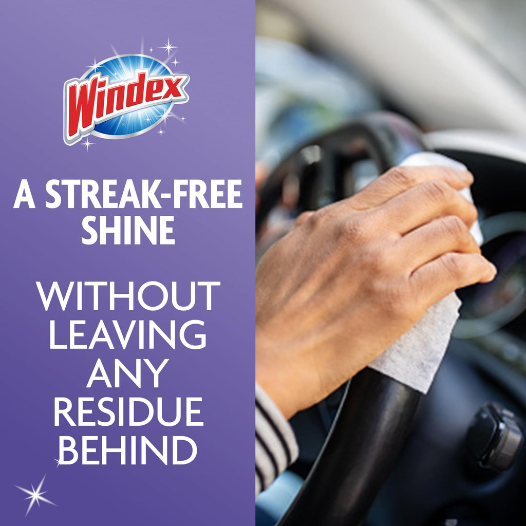Windex Wipes Glass Cleaning Ammonia Free, Pre-Moistened Wipes for Cleaning All Glass Surfaces, Crystal Rain Fresh Scent, 25 Count
