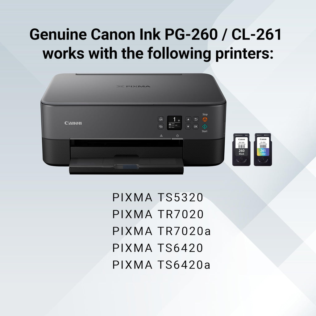 Canon PG-260 / CLI-261 Genuine Ink Value Pack (2 Cartridges),Compatible with TS5320,TR7020,(Pack of 2)