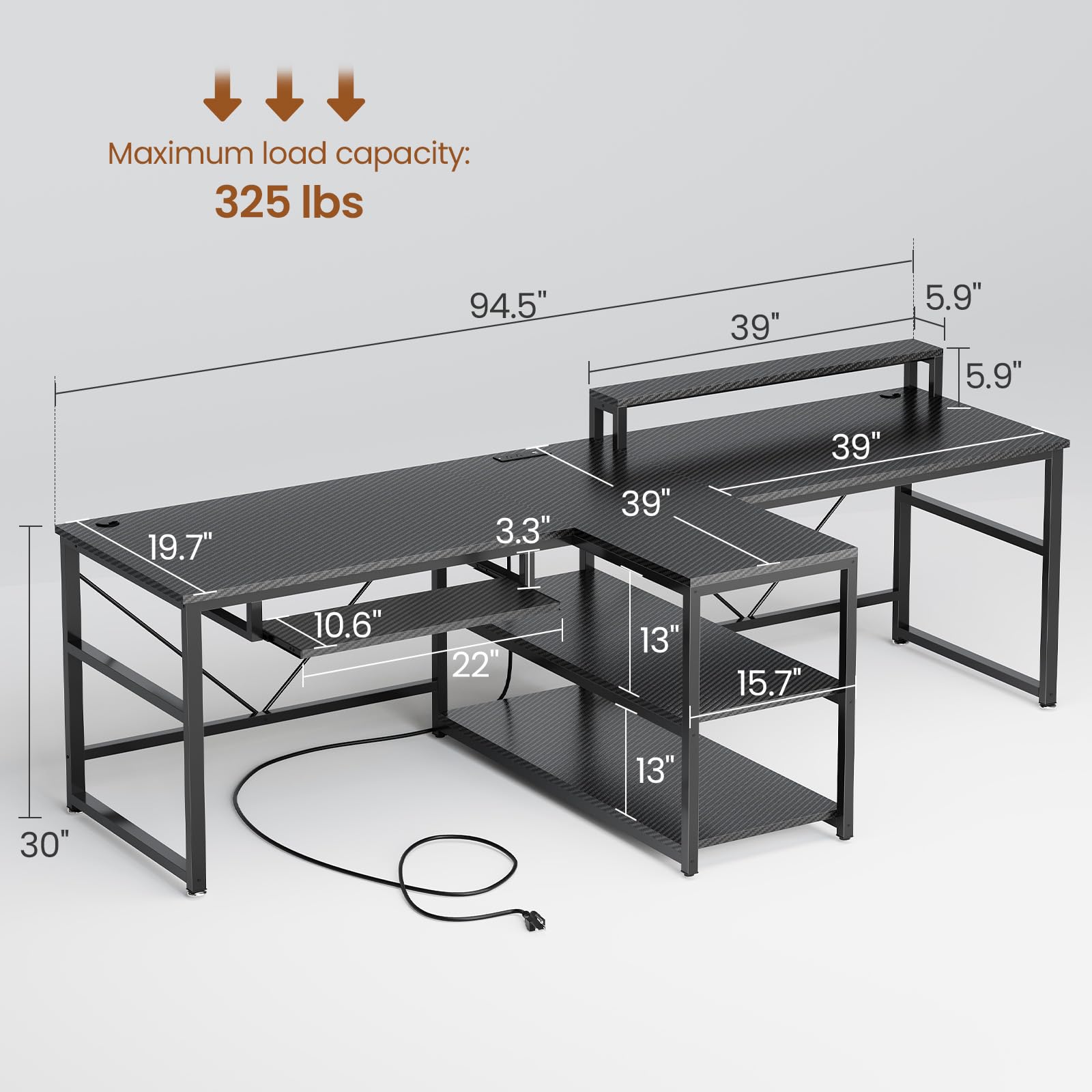 SEDETA 94.5" Office Computer Desk, 2 Person Gaming Desk with Storage, LED Lights, Keyboard Tray, Power Strip with USB & Monitor Stand, Long Two Person Desk for Home Office, Black