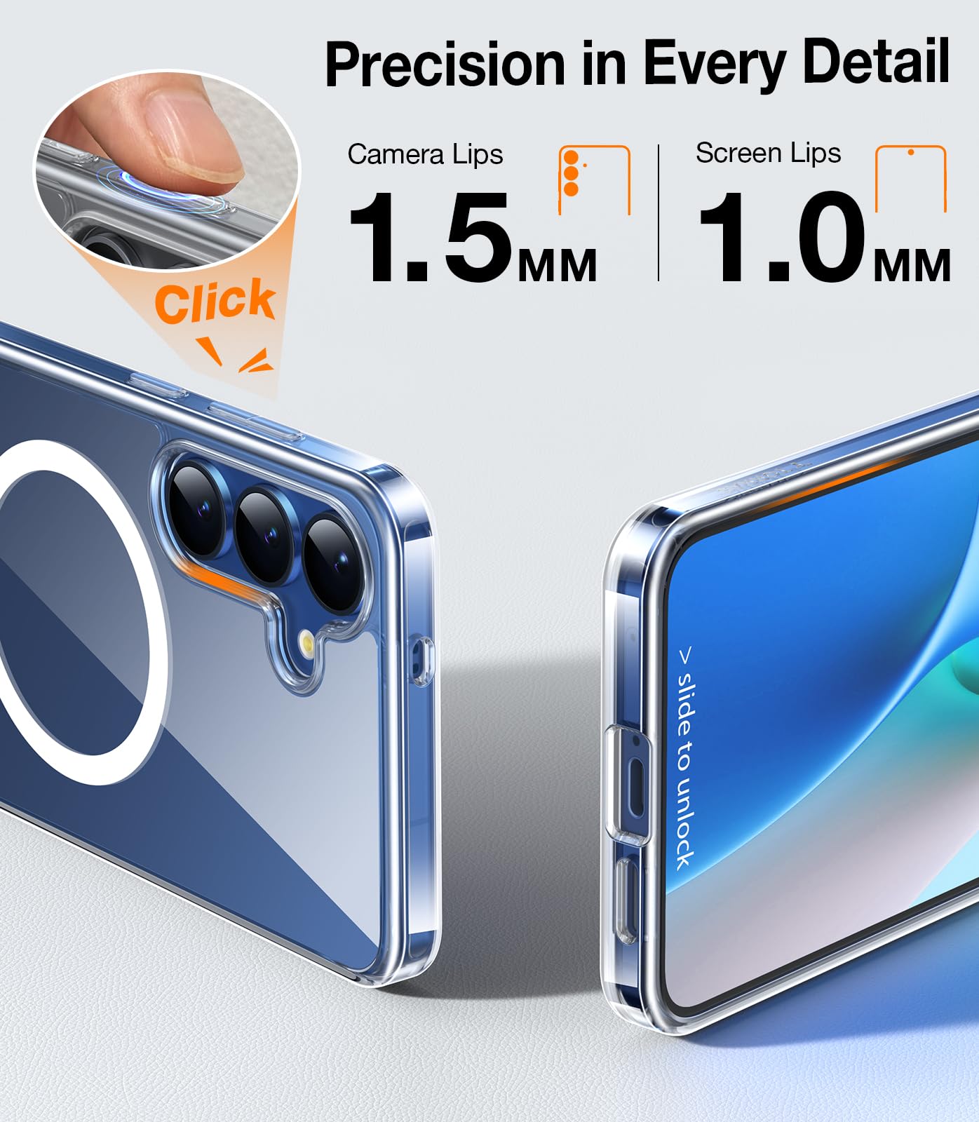 TORRAS Strong Magnetic & Seamless Stand for Samsung Galaxy S24 Ultra Case, Fit for MagSafe, Mil-Grade Drop Protection, Kickstand for Samsung Galaxy S24 Ultra Case, Translucent Back/Black Edge