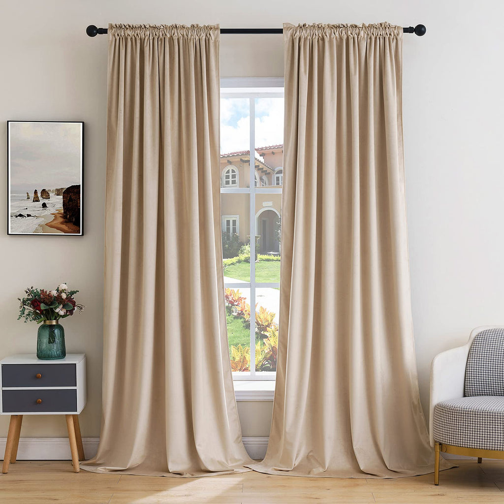 MIULEE Black Velvet Curtains Thermal Insulated Blackout Halloween Curtain Drapes for Bedroom Living Room Darkening 63 Inches Long Curtains Panels Rod Pocket Set of 2
