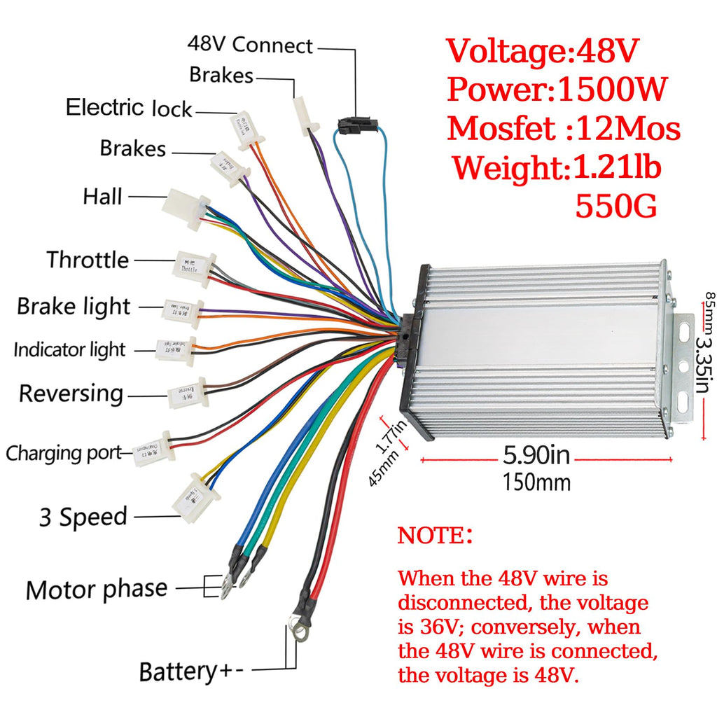 36V Motor Kit 1000W Electric Brushless DC Motor Kit 5.7N.M Go Kart Electric Motor 3100RPM Electric Dirt Bike Motor No Bracket BLDC Motor for Electric Scooter Ebike Controller Ebike Throttle with Key