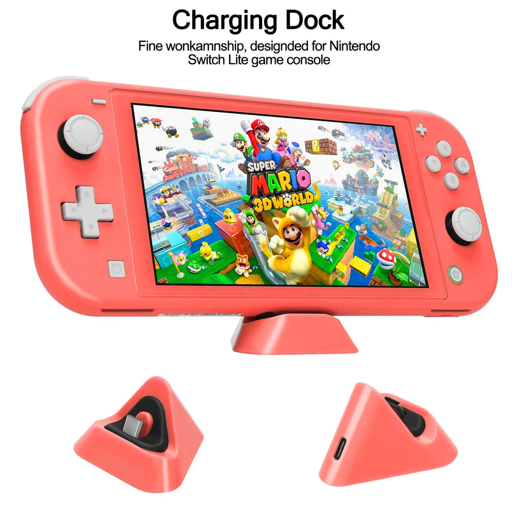 Switch Lite Accessories Bundle, Kit with Carrying Case,TPU Case Cover with Screen Protector,Charging Dock,Playstand, Game Card Case, USB Cable, Stylus,Thumb Grip Caps for Nintendo Switch Lite (Black)