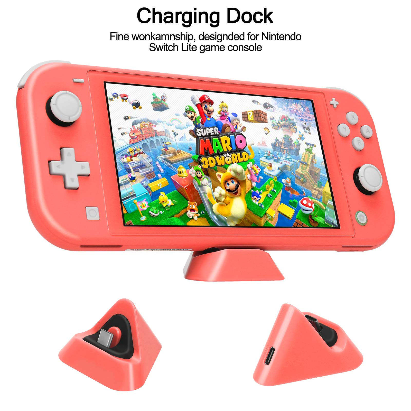 Switch Lite Accessories Bundle, Kit with Carrying Case,TPU Case Cover with Screen Protector,Charging Dock,Playstand, Game Card Case, USB Cable, Stylus,Thumb Grip Caps for Nintendo Switch Lite (Black)