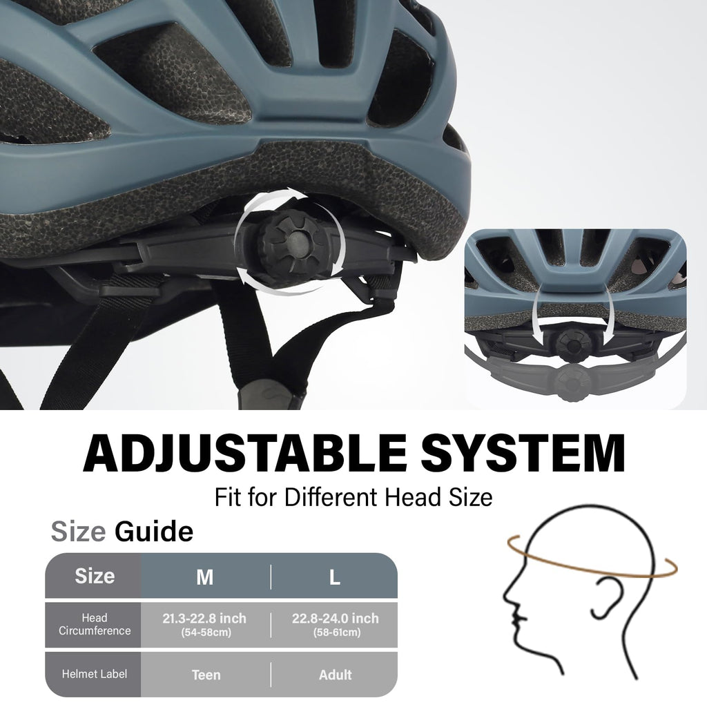 Youth Adult Road Bike Helmet, Men Women Adjustable Mountain Bicycle Helmet with Detachable Visor, 2 Sizes for Age 8-14+ Youth, Kids, Adult
