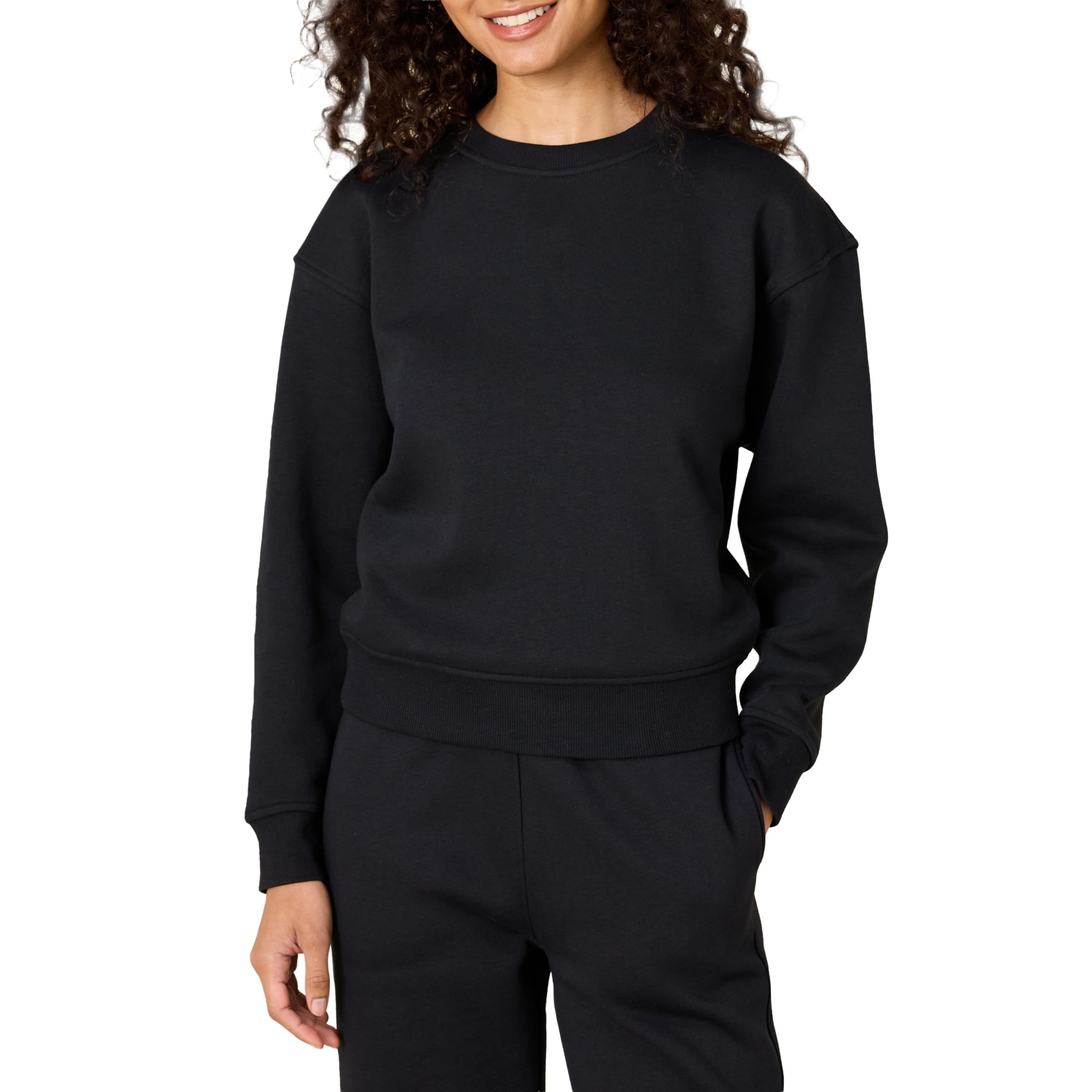 Amazon Essentials x Sofia Grainge Women's Relaxed Fit Boxy Drop Shoulder Crewneck Sweatshirt