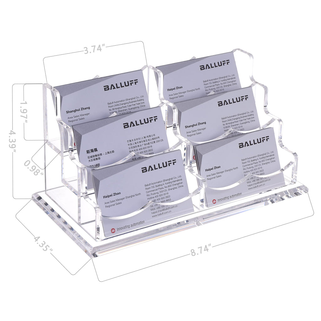 HeZone Business Card Holder for Desk Display, Clear Acrylic Cards Organizer Stand for Men and Women, Business Cards Case Rack 1 Pack, Holds 50 Cards-1 Slot