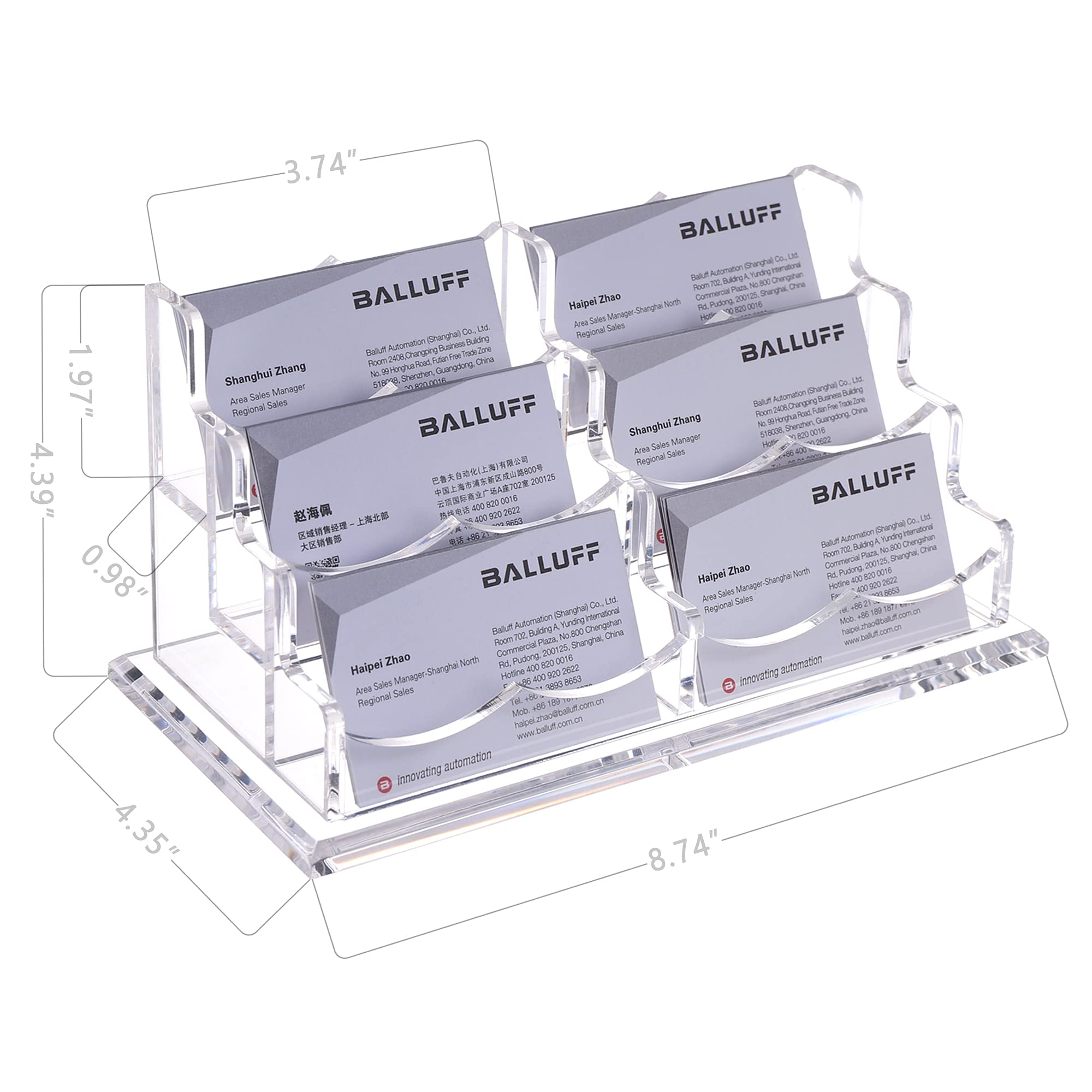 HeZone Business Card Holder for Desk Display, Clear Acrylic Cards Organizer Stand for Men and Women, Business Cards Case Rack 1 Pack, Holds 50 Cards-1 Slot
