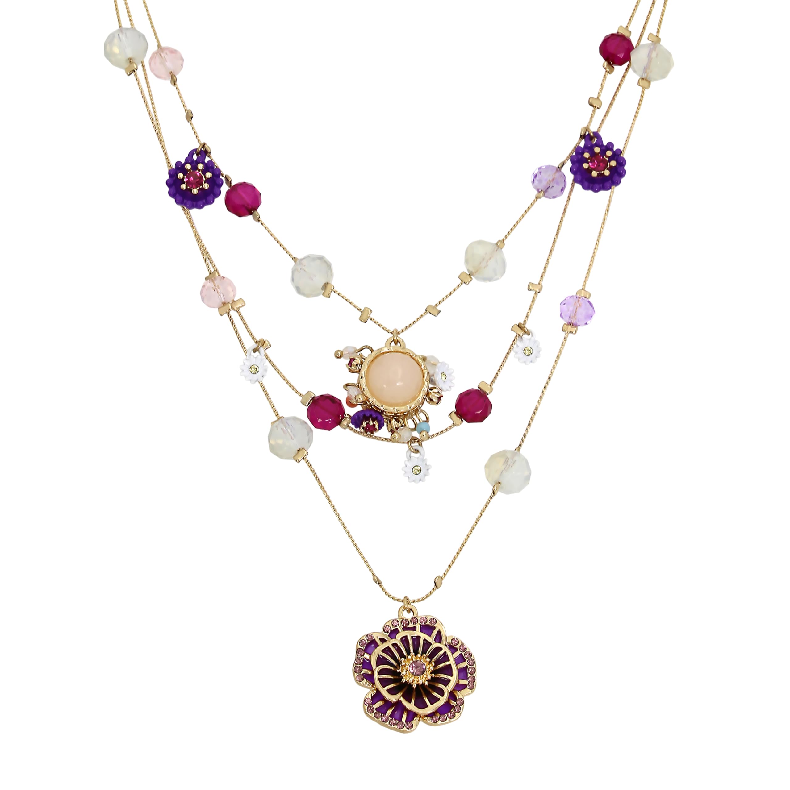 Betsey Johnson Womens Butterfly Charms Layered Necklace