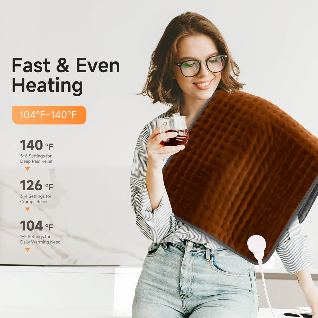 17"x33" Heating Pad for Back Pain, XXXL Heated Pad for Neck/Shoulders/Legs/Knees/Feet/Cramps, 6 Heat Settings Auto-Off, Heat Pads for Women, Birthday Fathers Mothers Day Gifts for Mom Dad Men Wife Her