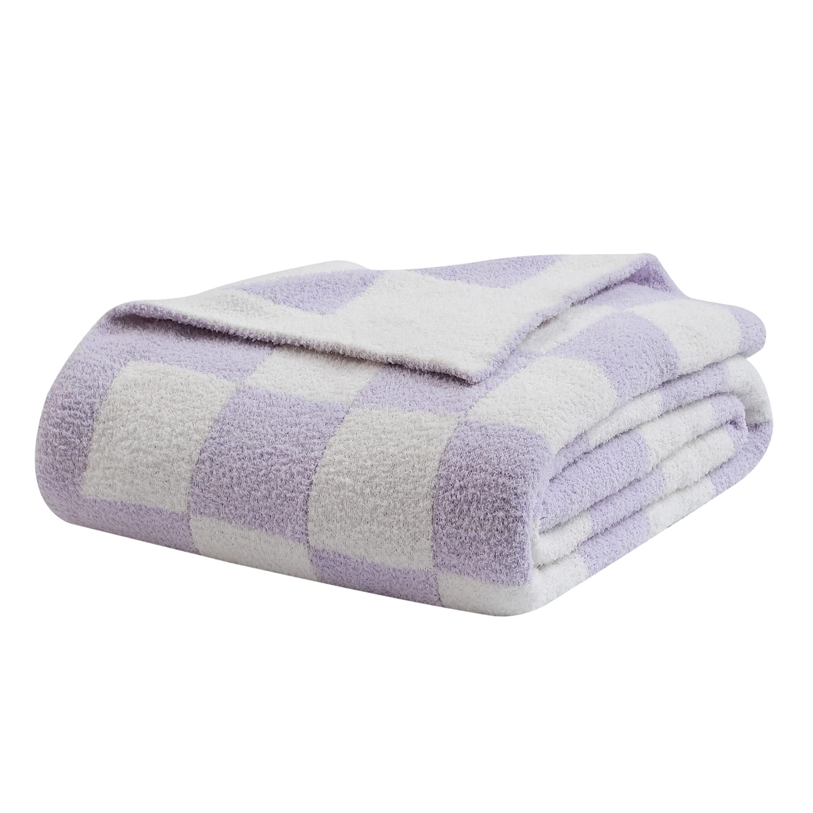 bearberry Fuzzy Checkerboard Grid Throw Blanket Soft Cozy Warm Microfiber All Season Blanket Decor for Couch Sofa Bed Travel Home (Avocado Green, 50''x60'')