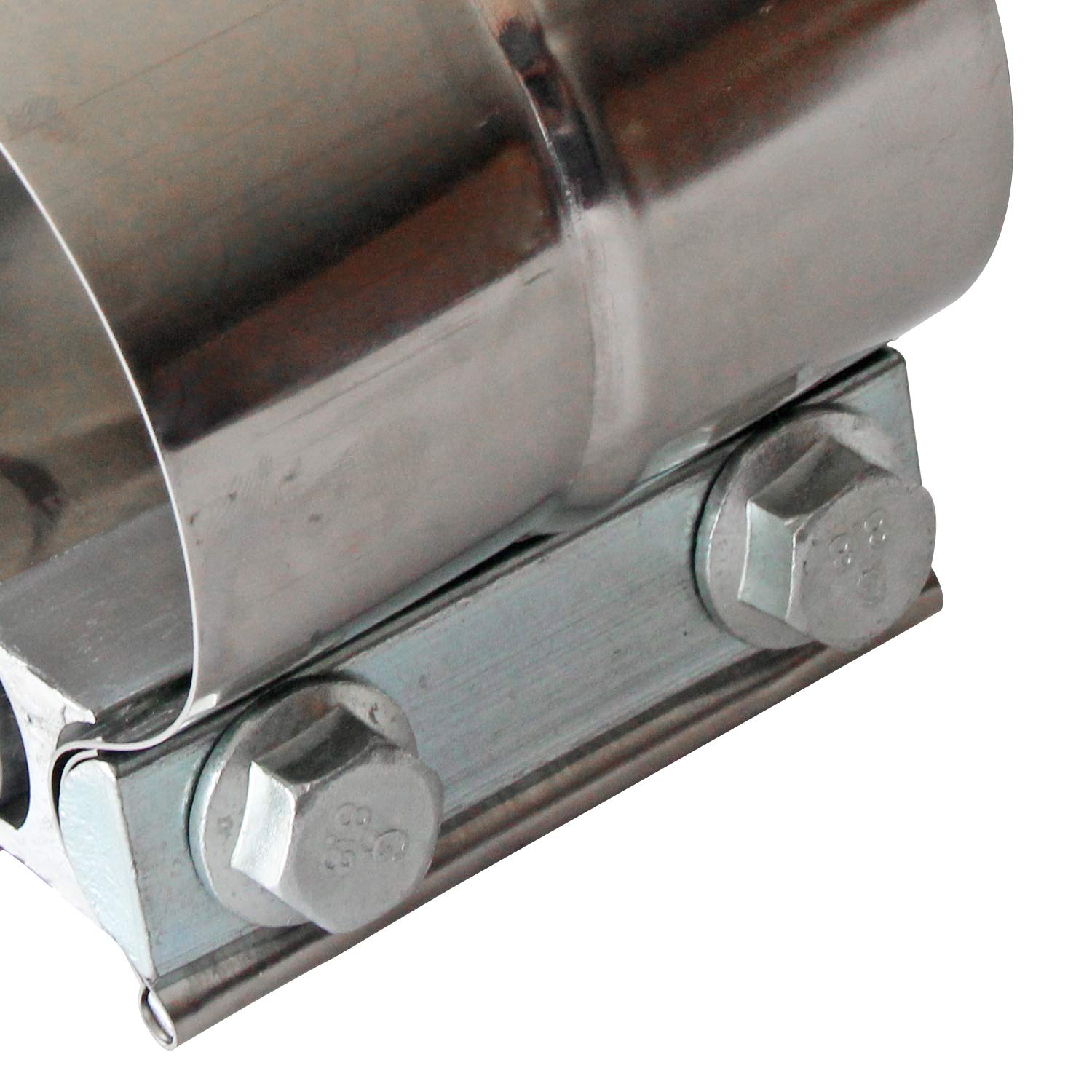 Exhaust Clamps Band Clamp 2.5" Lap Joint - Stainless Steel Lap Joint Exhaust Band Clamp with 1 Block 2Pcs for 2.5" Od to 2.5" Id Exhaust Pipe, Muffler, Elbow and Exhaust Tubing Connection(2 Pack)