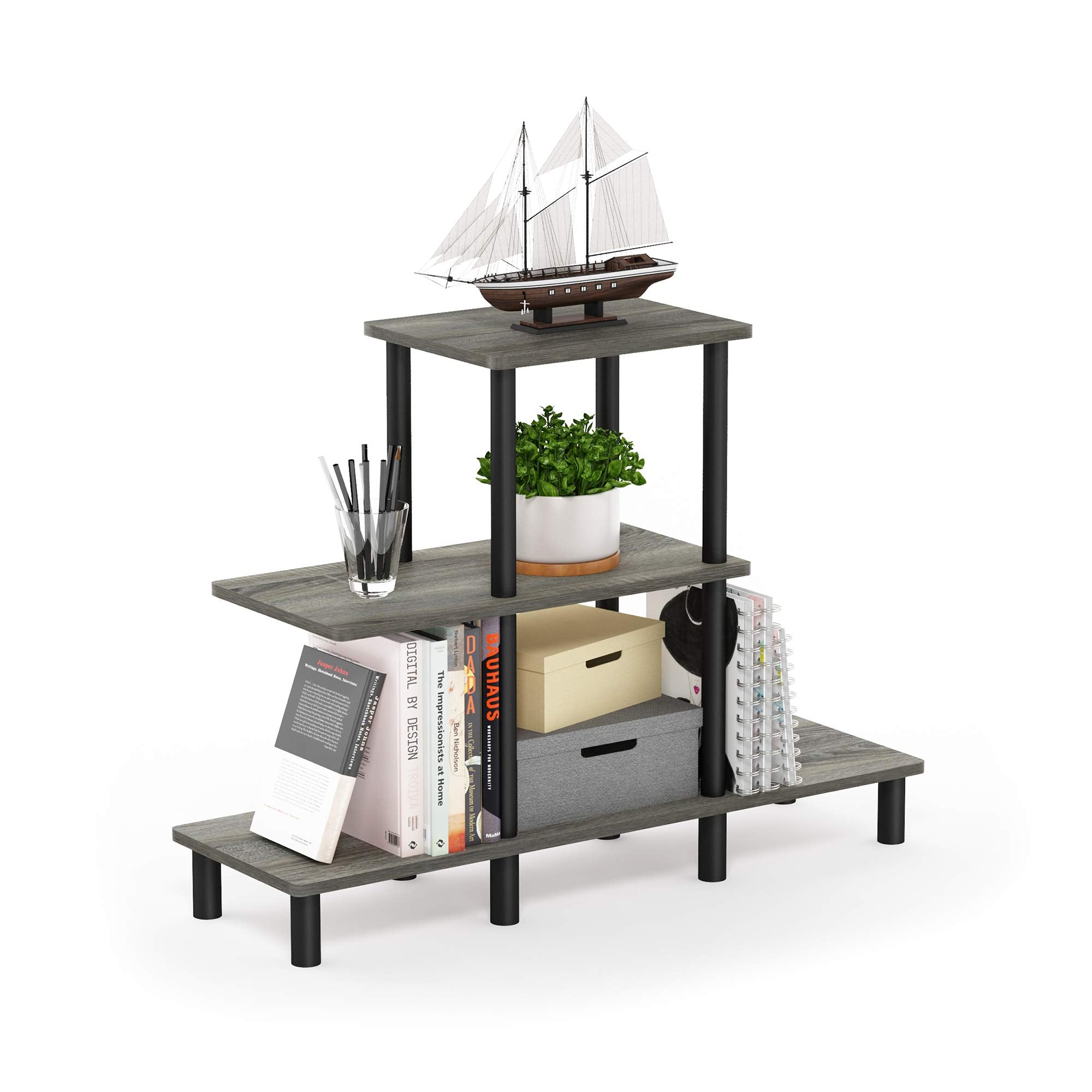 Furinno Turn-N-Tube 4-Tier Design Display Rack, Espresso/Black