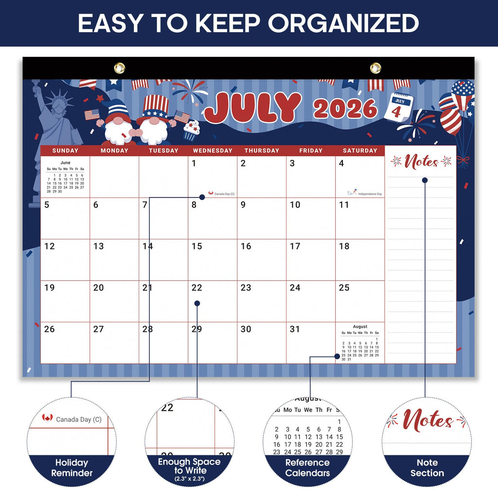 Desk Calendar 2026-2027, 21-Month Calendar Runs Until June 2027, Large 17" x 12" Monthly Desktop & Wall Calendar for Home & Office - Floral