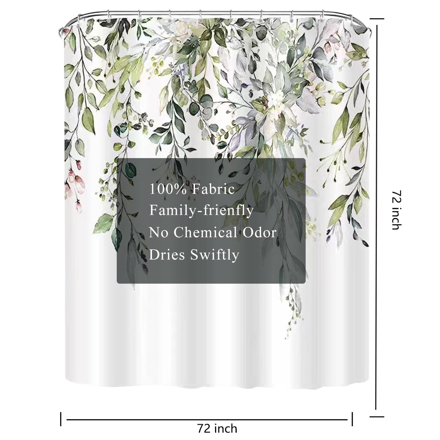 LLSCL Fabric Shower Curtain Liner with Magnets, Waterproof Hotel Quality, 72 x 72 Machine Washable