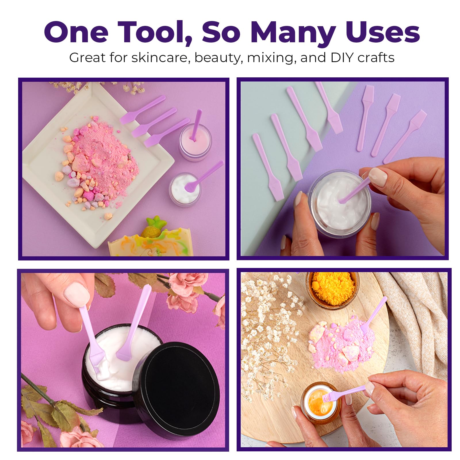Kopperko Mini Lotion Spatula (2.5", 100 Pack) - Mini Spatula for Cosmetics, Creams & Crafts | Ointment Applicator for Mixing, Skincare, Face Mask | Disposable Lotion Applicator for Face | Black