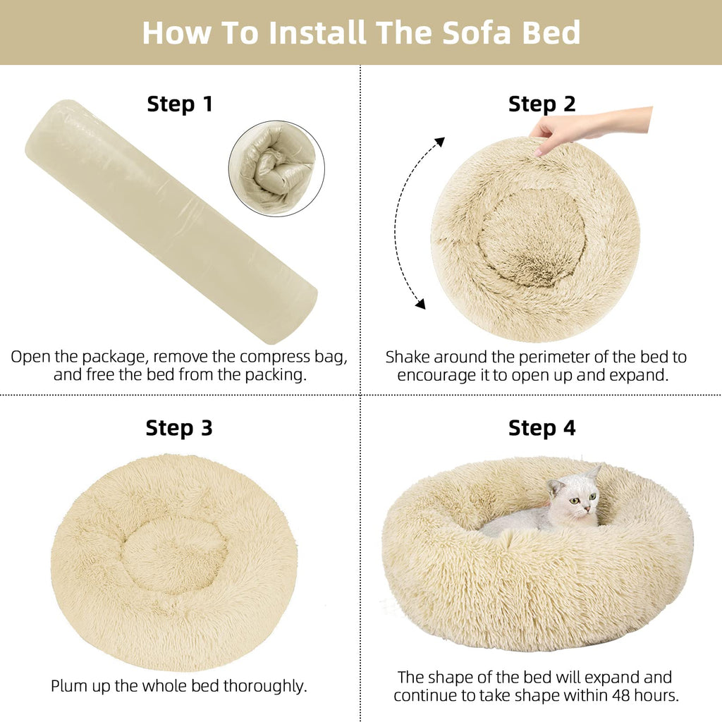 Nisrada Cat Beds for Indoor Cats,15.7 Inch Small Cats Beds, Washable-Round Pet Bed for Puppy and Kitten with Slip-Resistant Bottom