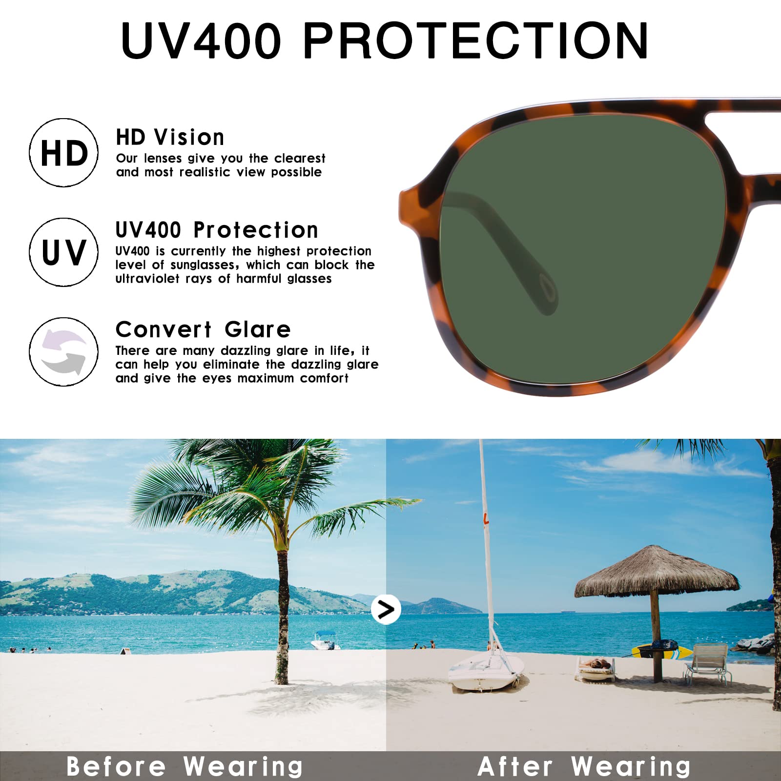 YDAOWKN Retro Square Aviator Sunglasses for Womens Mens Vintage 70s Double Bridge Sun Glasses
