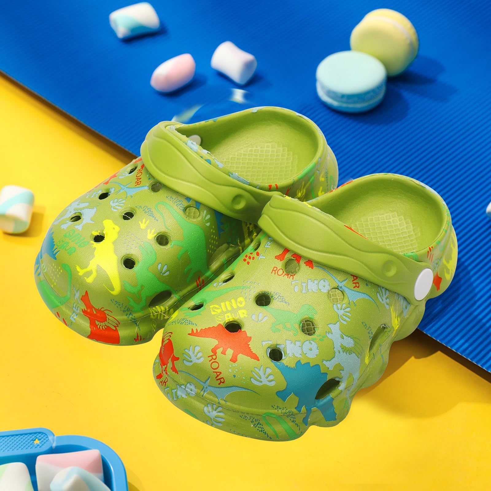 OWIF Toddler Clogs Boys Girls Kids Dinosaur Garden Shoes Slip on Sandals Slides Water Summer Shoes for Outdoor Beach Pool