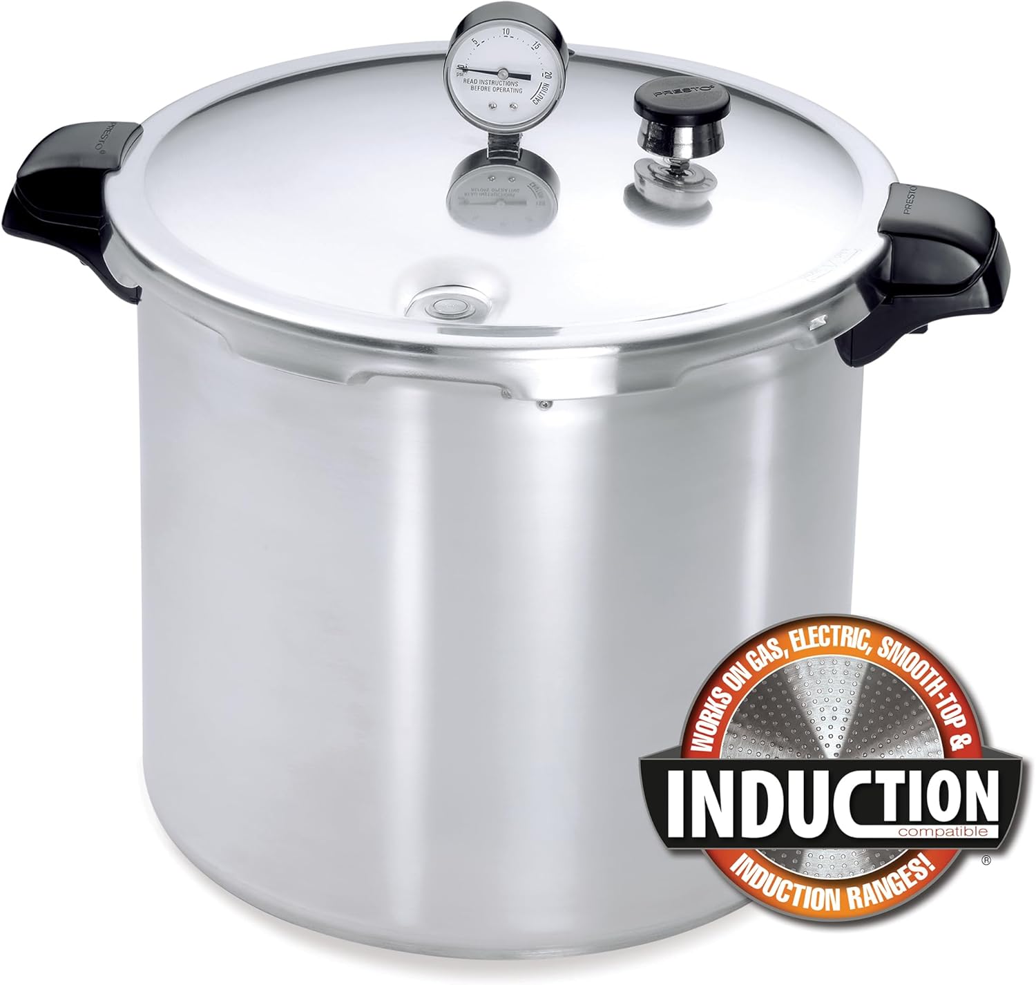 Presto 01784 23-Quart Induction Compatible Pressure Canner, Silver, Aluminum