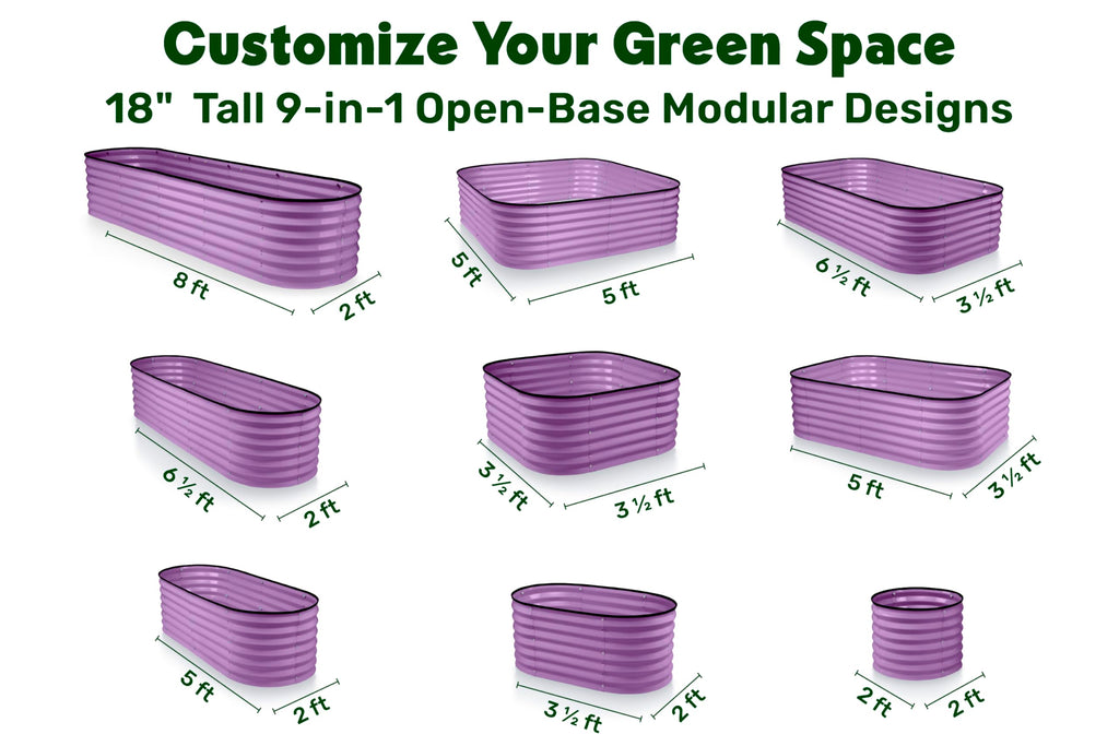 9-in-1 Galvanized Steel Raised Garden Bed // 8×2×1.5 ft Modular Planter for Gardening, Vegetables, Flowers // 18" Tall Metal Raised Garden Beds Outdoor (Dark Green) // Patented Design Planter Box