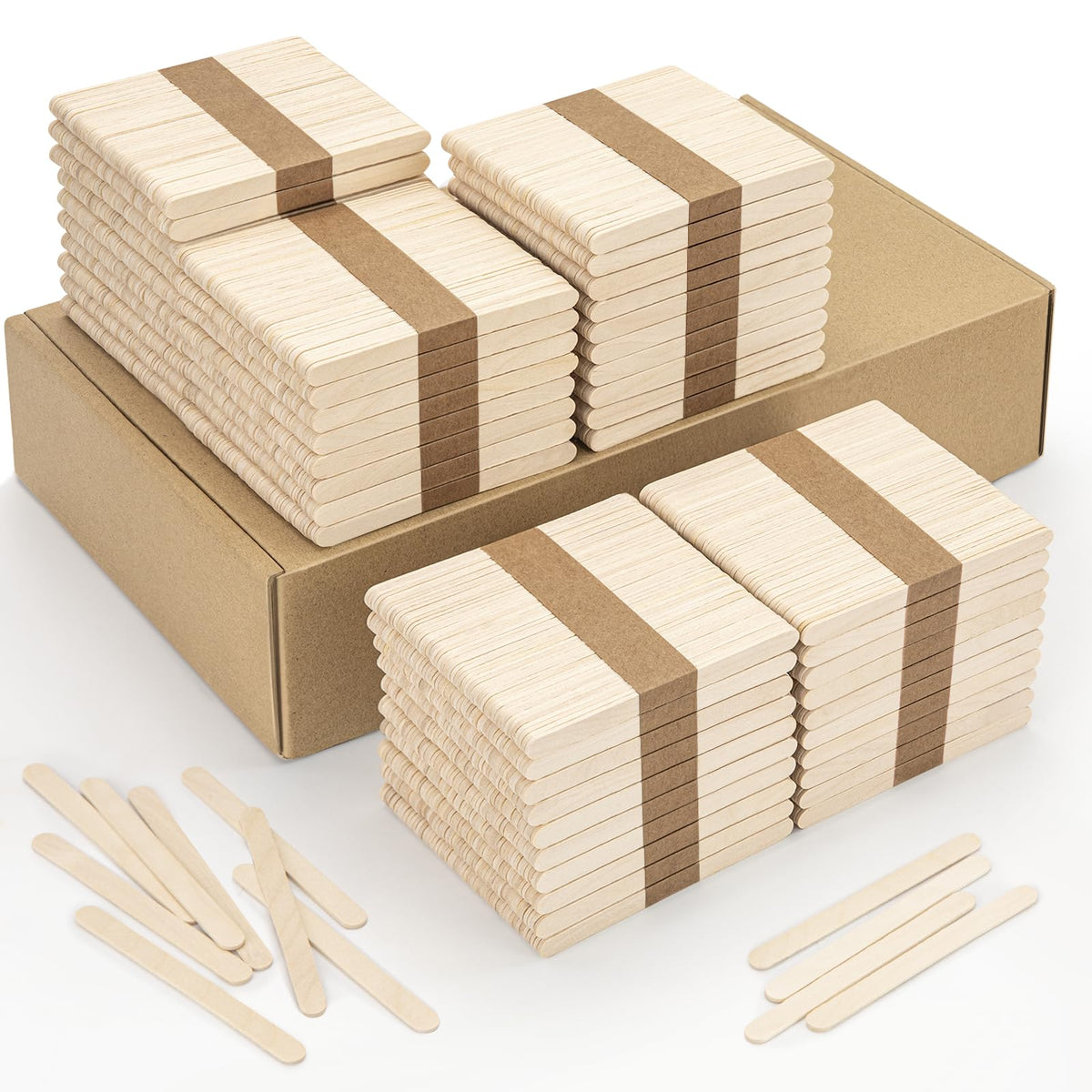 WISYOK 240 Pcs Natural Wood Craft Sticks, Popsicle Sticks, Lolly Sticks for Crafts 4.5 Inch, Ideal for Homeschool Arts and Crafts, Waxing Supplies, Classroom Art Supplies