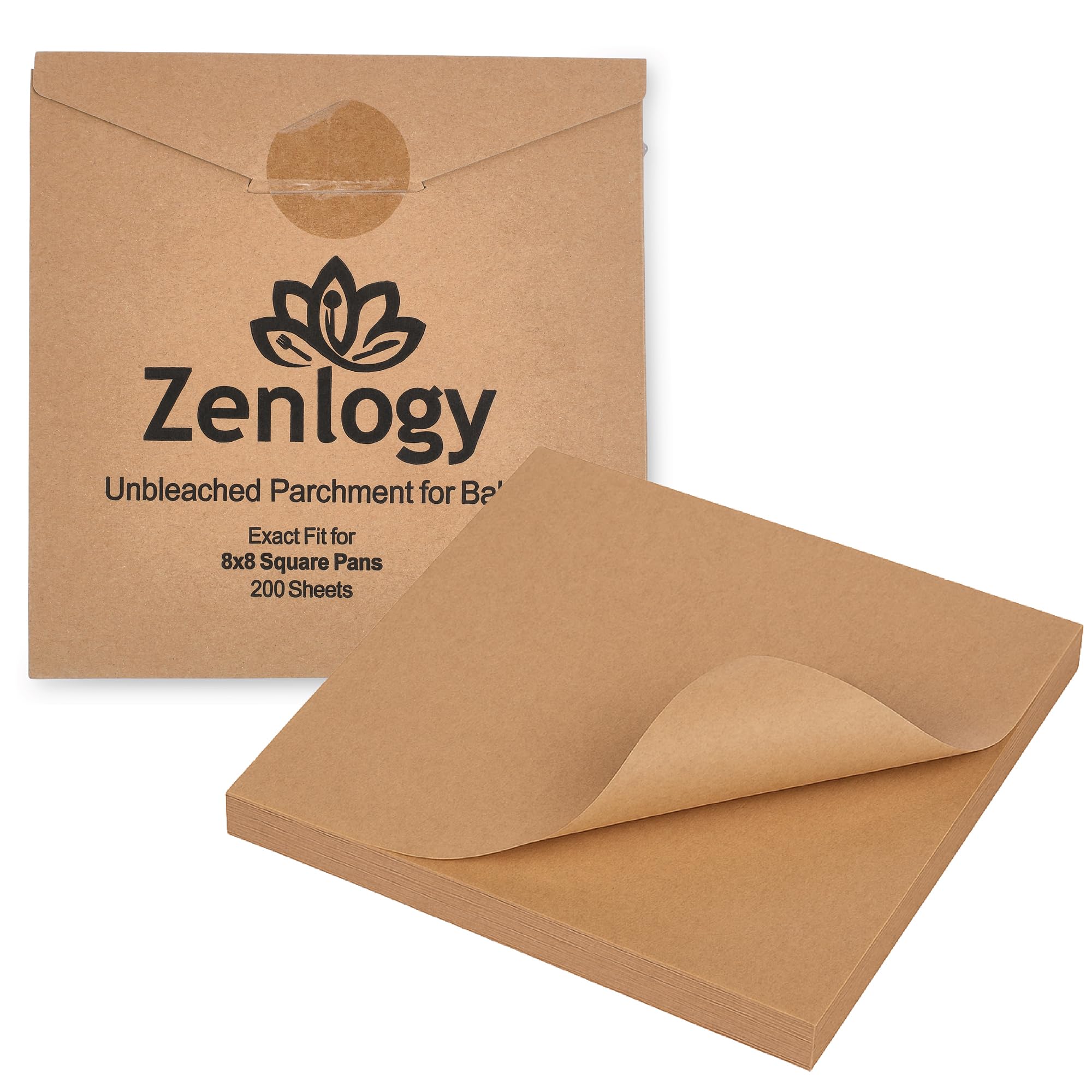Zenlogy 6x6 Parchment Paper Squares (200 sheets) - Unbleached, Non-stick, Pre-cut Parchment Paper Ideal for Candy Wrappers, Dessert Paper Liners, Freezing and Storing, Separating, and Diamond Painting