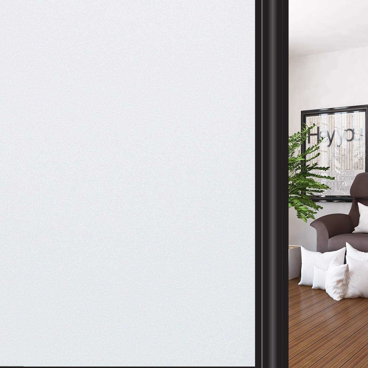 HIDBEA Frosted Window Privacy Film Heat Control UV Blocking, Static Cling Non-Adhesive Reusable Door coverings for Bathroom Home Office (Frosted 11.8 Inch x 6.5 Feet)