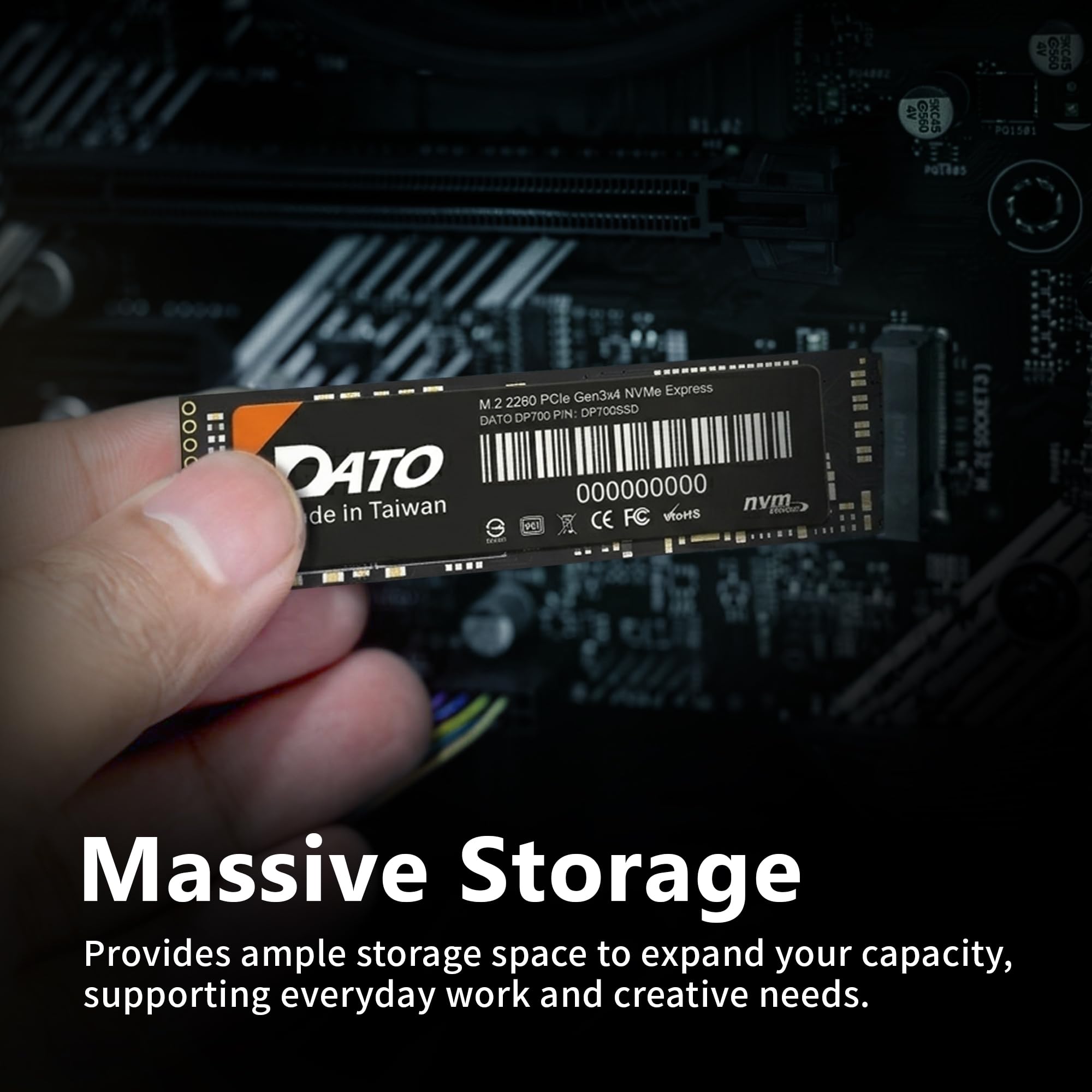 DATO M.2 2230 SSD PCIe 512GB Gen 3x4 NVMe with Aluminium heatsink, Internal Solid State Drive M Key for Business Students Gamers Creator, up to 2500/1700 MB/s - ARS330