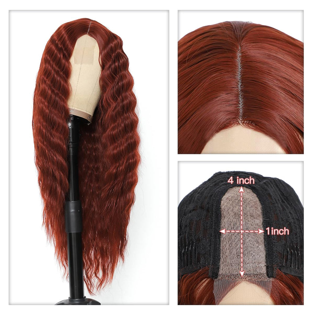 INSTASTYLE 30 Inch Synthetic Curly Wigs for Women Long Black Hair Wig Lace Front 4" Simulated Scalp Natural Loose Deep Wave Crimps Curls Wig As Hair Replacement Wigs 1B