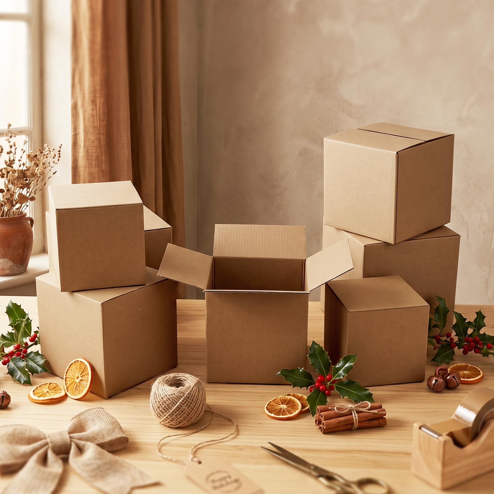 Hoikwo 40 Pack 4x4x2 Shipping Boxes for Small Business, Black Packaging Cardboard Boxes, Moving Mailing Packing Box