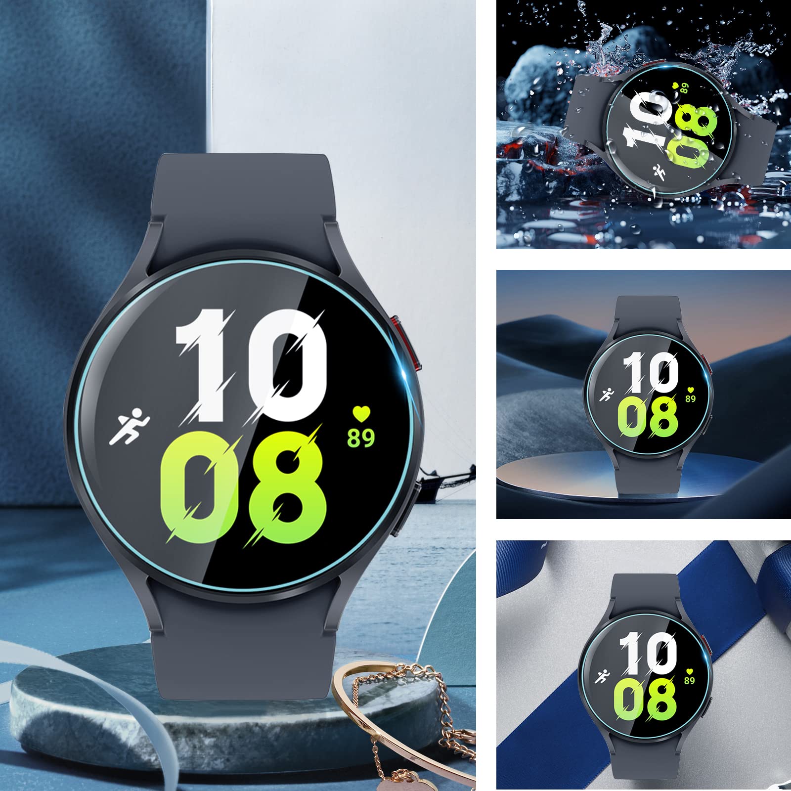 Suoman 4-Pack for Samsung Galaxy Watch 4 Classic 46mm Tempered Glass Screen Protector for Galaxy Watch 4 Classic 46mm Smartwatch [2.5D 9H Hardness] [Anti-Scratch]
