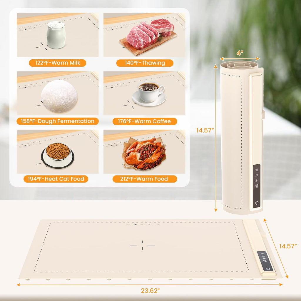 Upgrade Warming Mat for Food with Adjustable Temperature-Portable Electric Warming Tray,Roll Up Silicone Food Warmer for Parties with 3 Temperature Settings,Versatile Food Warmers for Parties Buffet