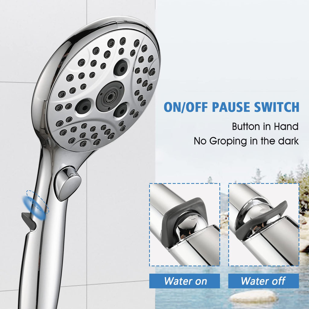 PROOX All Metal Tub Spout with Diverter, 6 Settings Hand held Shower with ON/Off Pause Switch, Bathtub Faucet with Sprayer Brushed Nickel