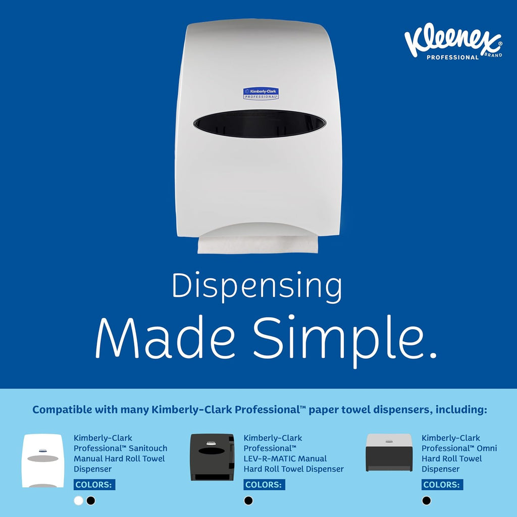 Kleenex Professional Universal Hard Roll Paper Towels, Bulk (01080), Hardwound 1.5" Core, Premium Absorbency Pockets, White (12 Rolls at 425' Each, 5,100'/Case)