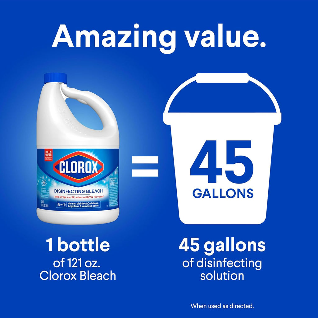 Clorox Disinfecting Bleach, 121 Fluid Ounces (Package May Vary)