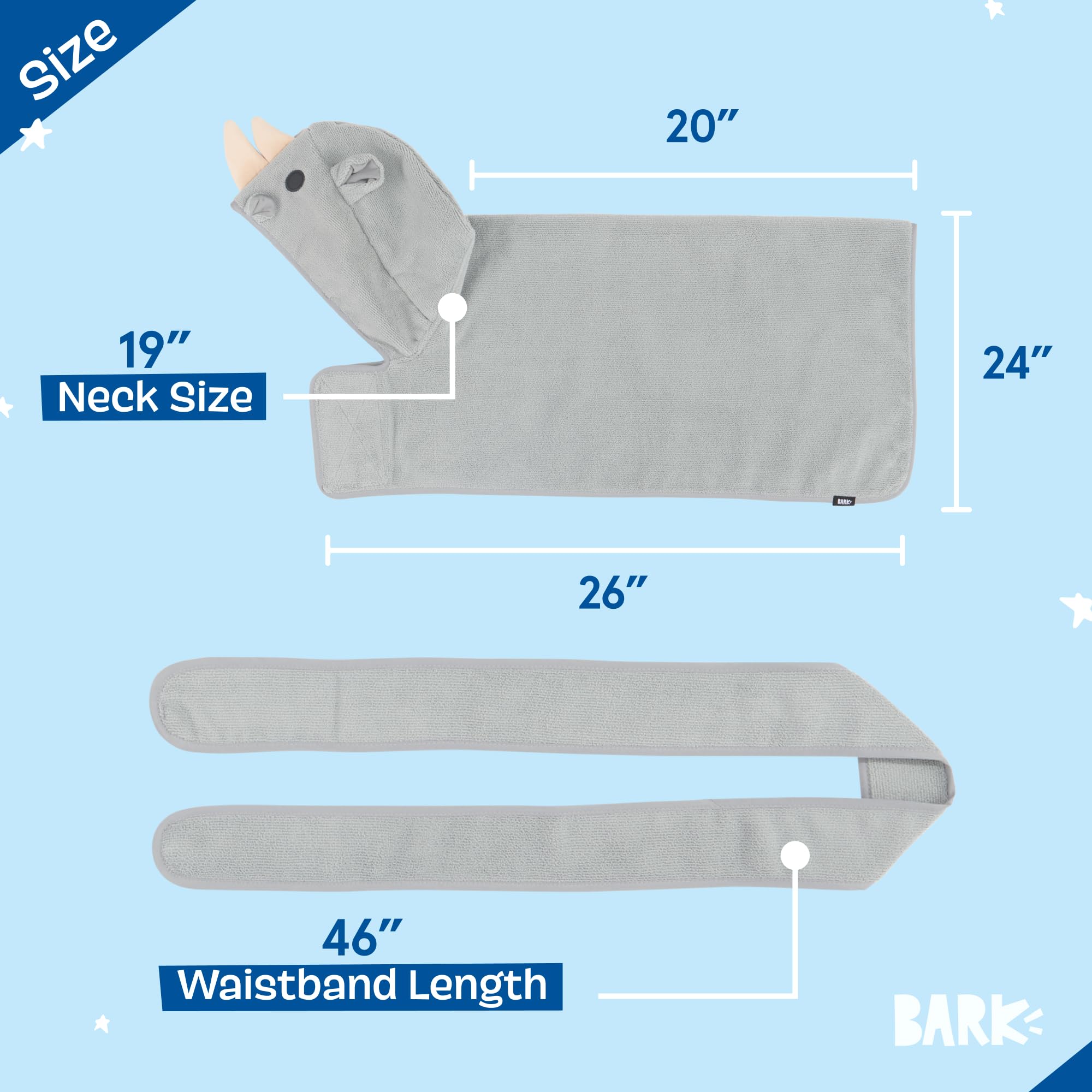Barkbox Dog Bathrobe Fast Drying with Hook and Loop Closure & Wrap Tie Snuggle, Cute Dogs Clothes, Easy to Clean, Machine Washable, Dog Coats and Tumble Dry Low - Bunny, Medium