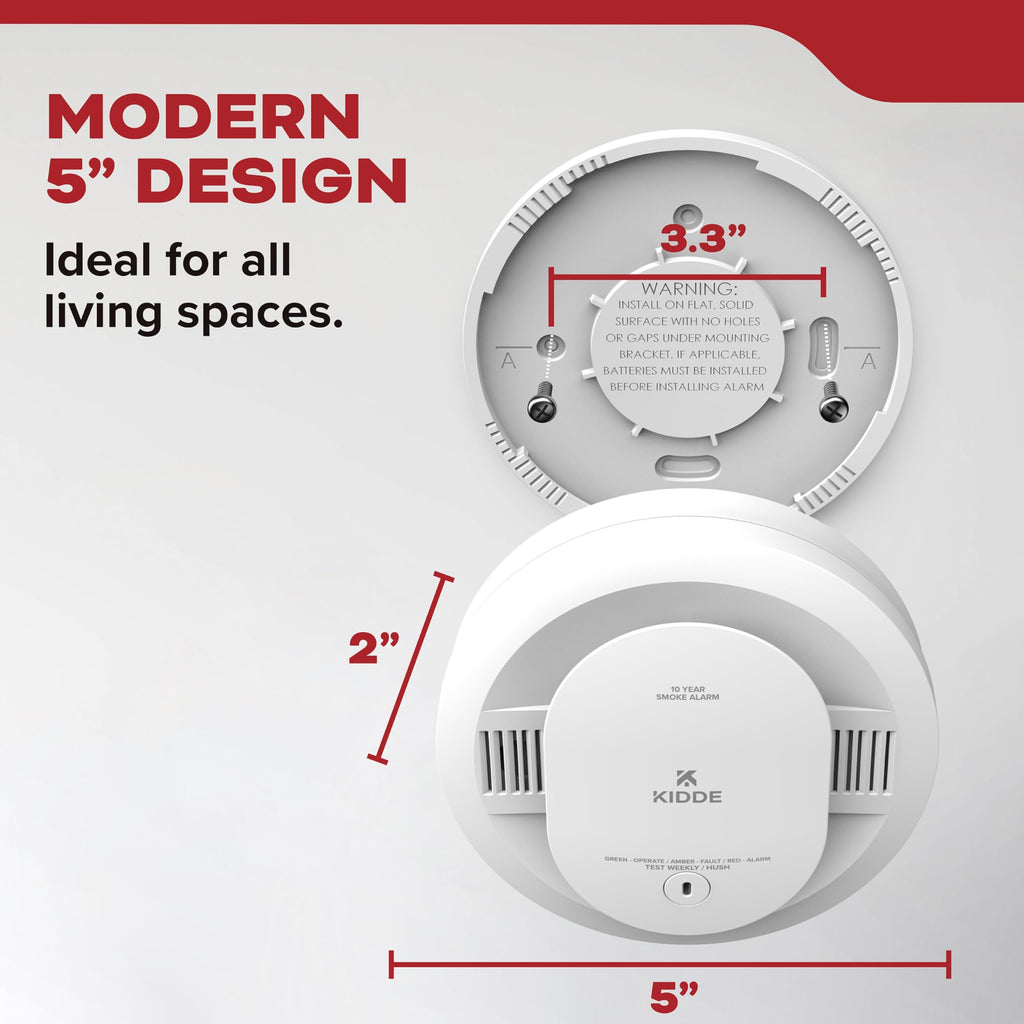 Kidde Smoke Detector, 10-Year Battery Powered, with Voice Alerts, LED Status Lights, 85 dB Alarm, 5-inches, 20SD10-V, 1 Pack