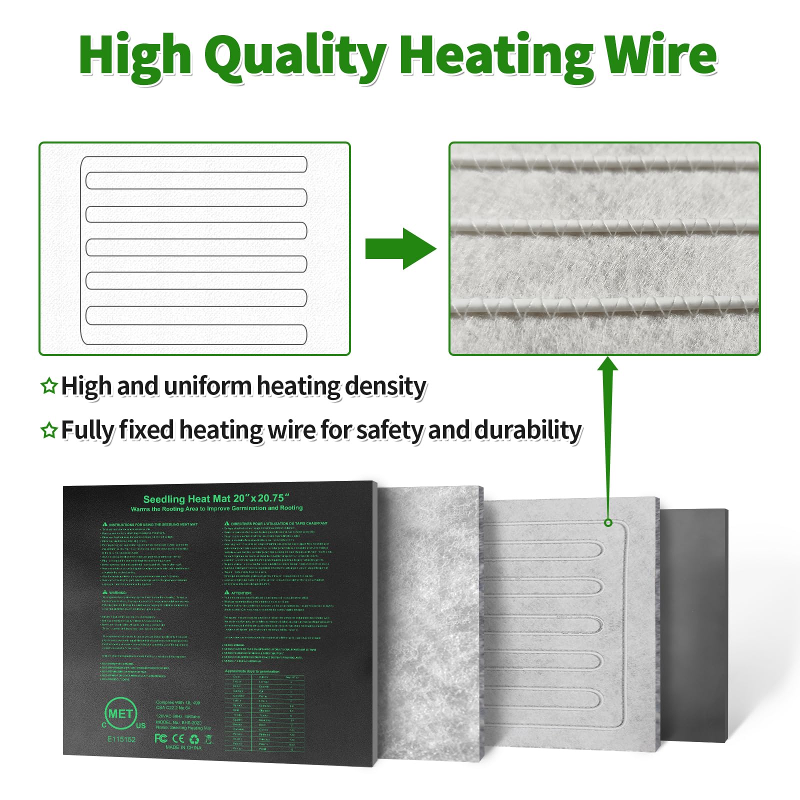 Seedling Heat Mat Hydroponic Plants Heating Pad, Seed Starting Greenhouse and Germination, Waterproof Durable Heating Pad for Indoor Home Gardening Seed Starter(10“x20.75”)