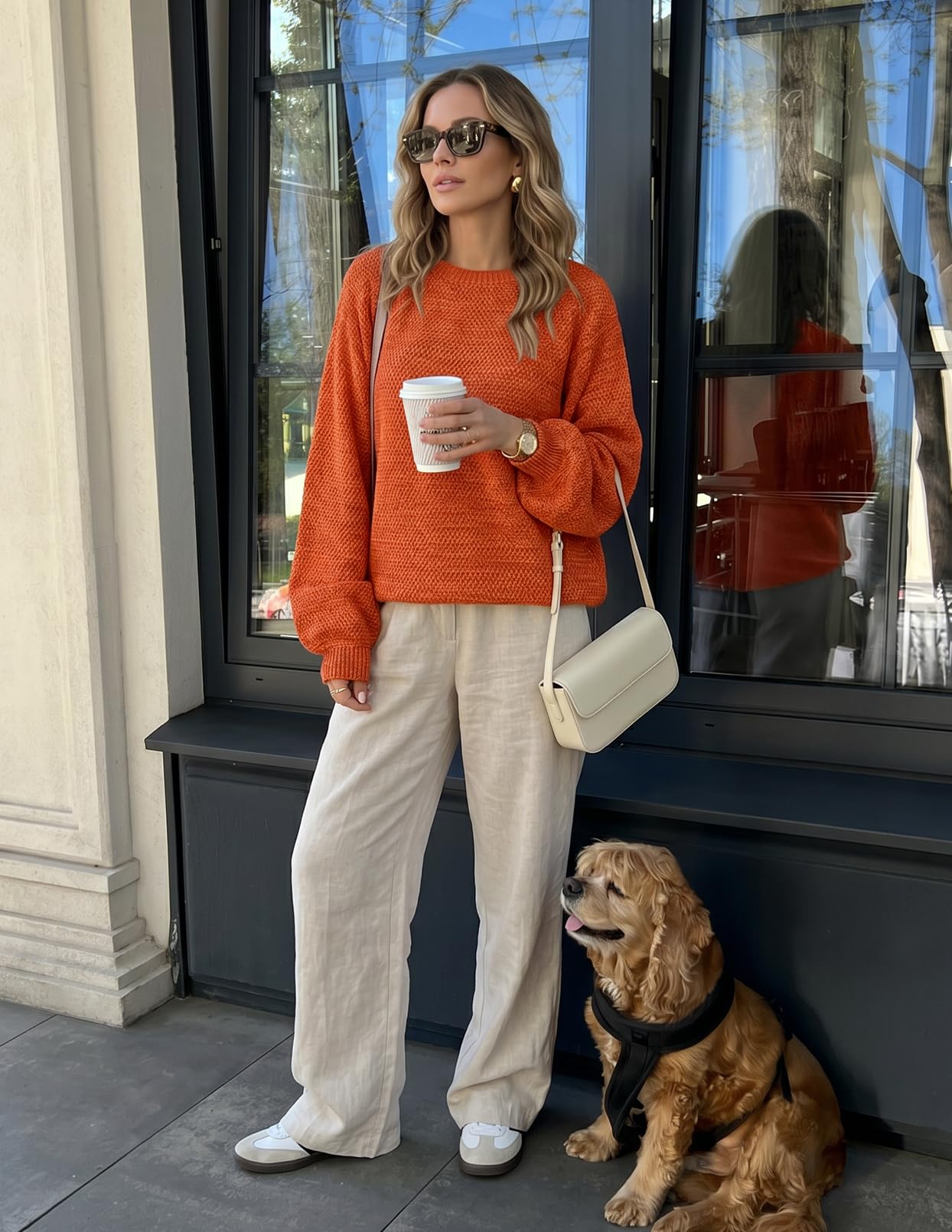 MEROKEETY Sweaters for Women Fall Winter 2026 Oversized Pullover Spring Crew Neck Long Sleeve Heathered Knit Tops