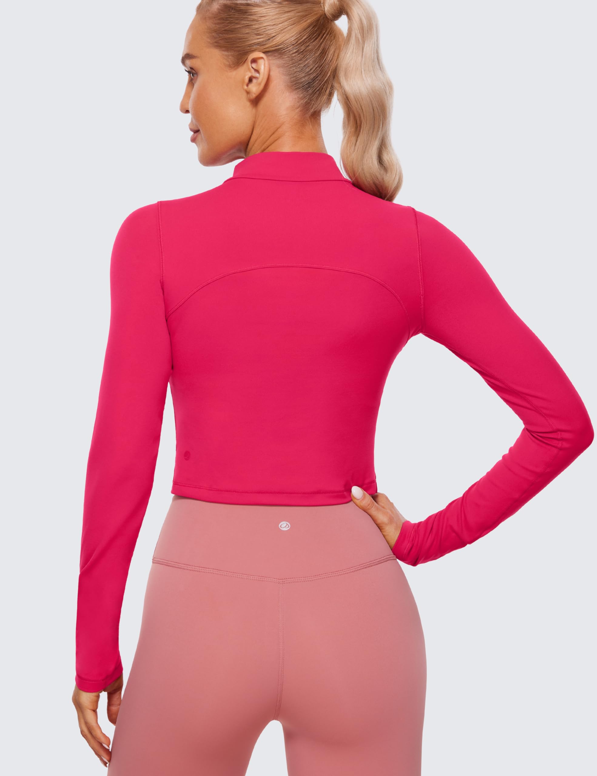 CRZ YOGA Butterluxe Mock Neck Long Sleeve Shirts for Women - Workout Casual Tops Turtleneck Crop Slim Fall Base Layer