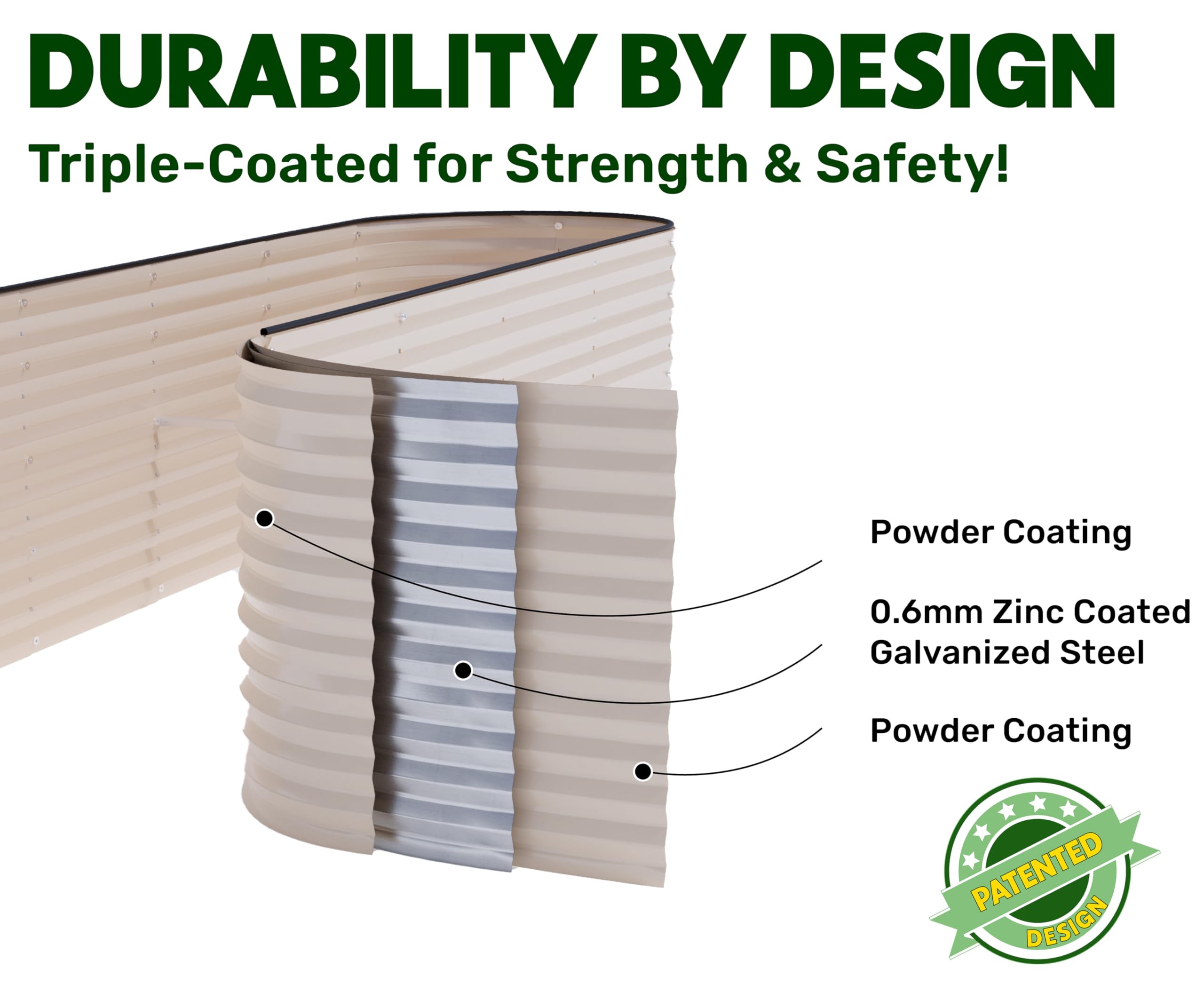9-in-1 Galvanized Steel Raised Garden Bed // 8×2×1.5 ft Modular Planter for Gardening, Vegetables, Flowers // 18" Tall Metal Raised Garden Beds Outdoor (Dark Green) // Patented Design Planter Box